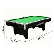 8Ft Billiard Table, Velvet Tablecloth with Accessories - Green
