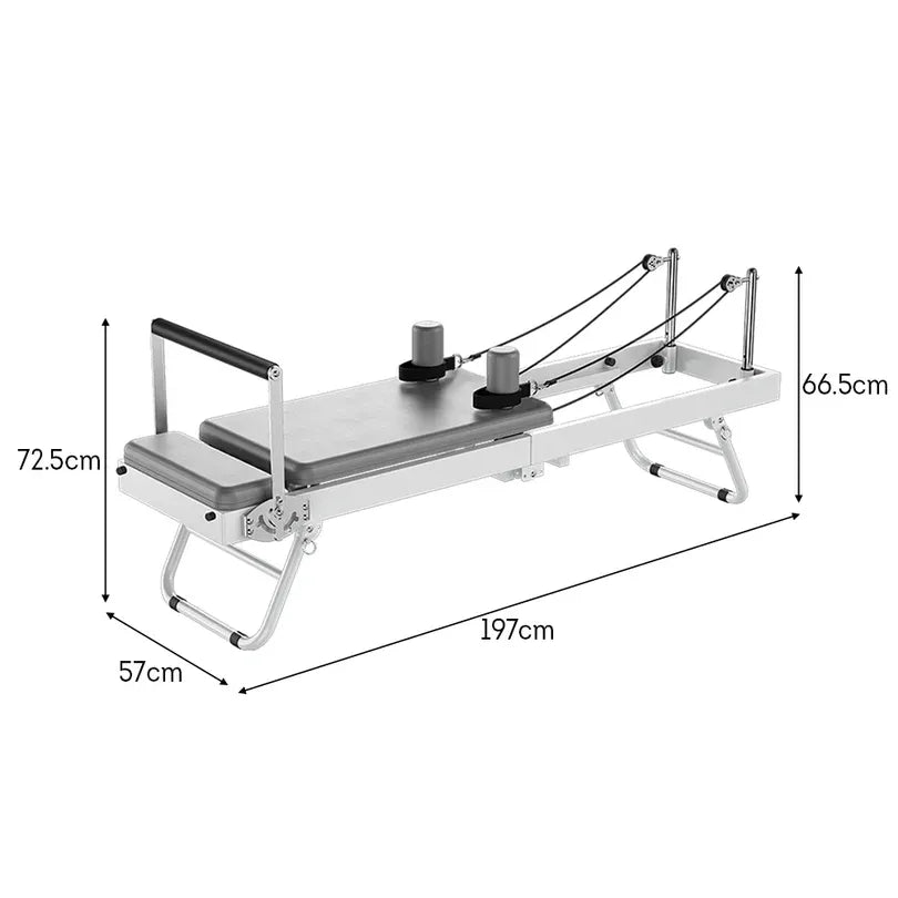 Eeeza Foldable Pilates Reformer, Silent Resistance with Adjustable Steel Frame V1316-PR-CQ-001-GRY