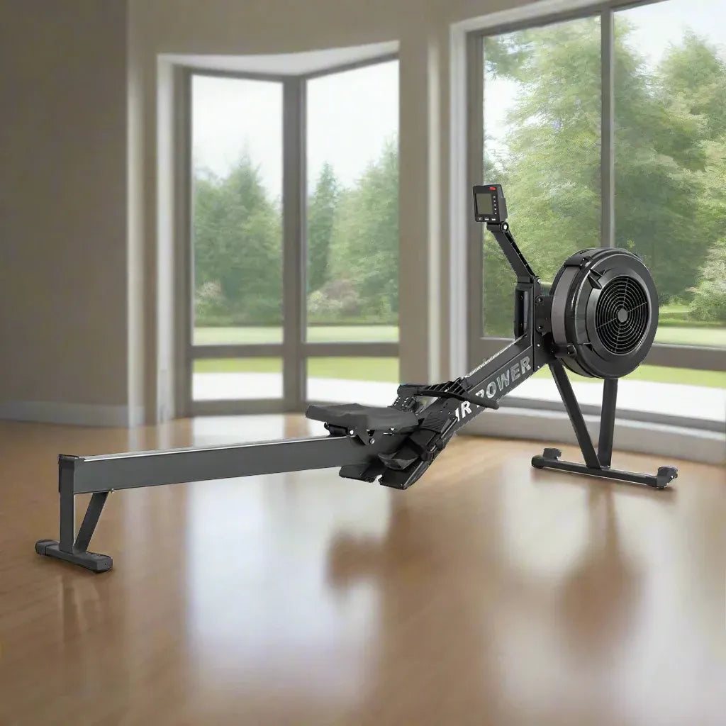 Eeeza Air Resistance Rowing Machine with 10-Level Wind Adjustment & LED Monitor V1316-RM-MN-016-BLK