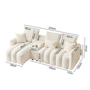 92-inch high-quality teddy fur fabric corner sofa - Black