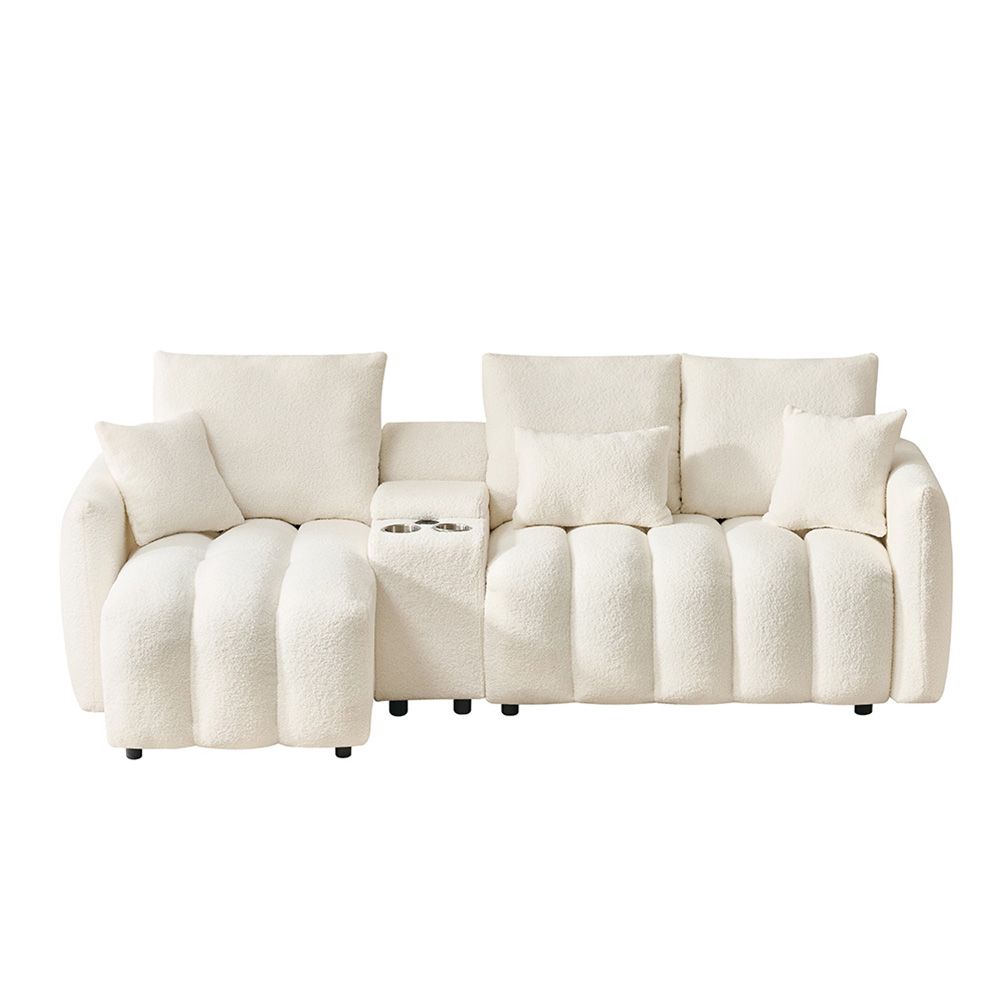 92-inch high-quality teddy fur fabric corner sofa - Black V1316-W1825S00020