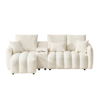 92-inch high-quality teddy fur fabric corner sofa - Black V1316-W1825S00020
