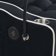 Fashionable Modern and Multi-functional Foldable Velvet Sofa Bed - Black