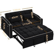 Fashionable Modern and Multi-functional Foldable Velvet Sofa Bed - Black