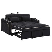 Fashionable Modern and Multi-functional Foldable Velvet Sofa Bed - Black