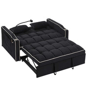 Fashionable Modern and Multi-functional Foldable Velvet Sofa Bed - Black