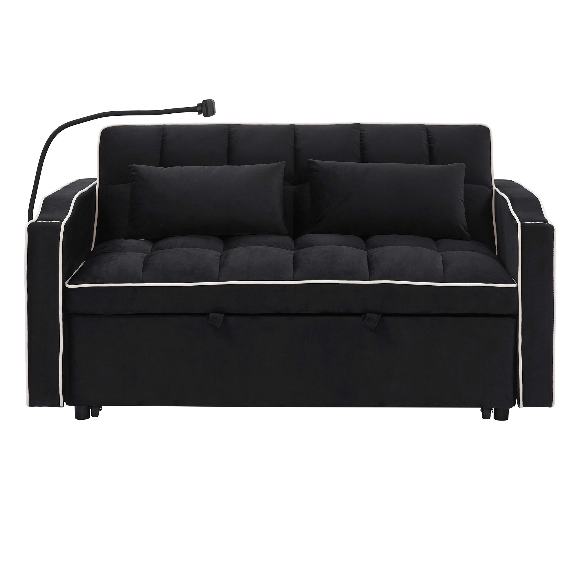 Fashionable Modern and Multi-functional Foldable Velvet Sofa Bed - Black