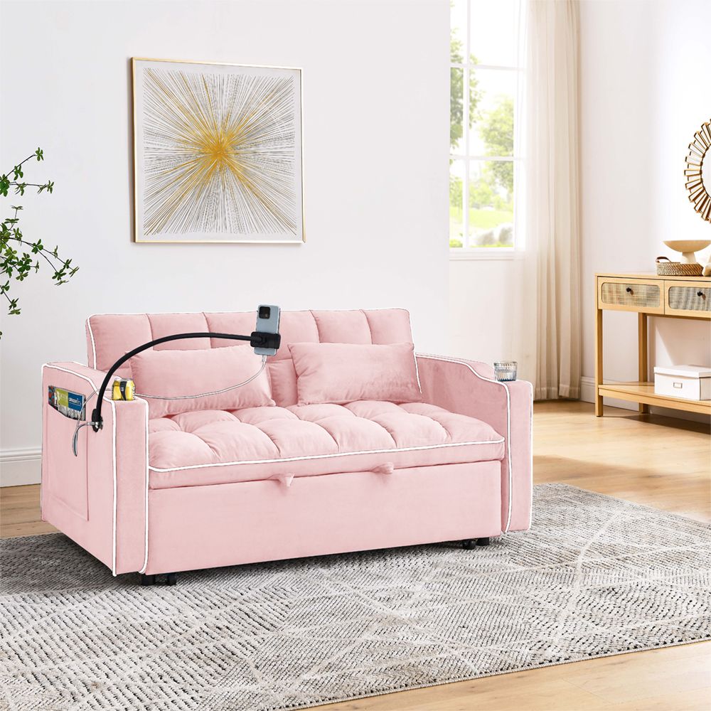 Fashionable Modern and Multi-functional Foldable Velvet Sofa Bed - Black