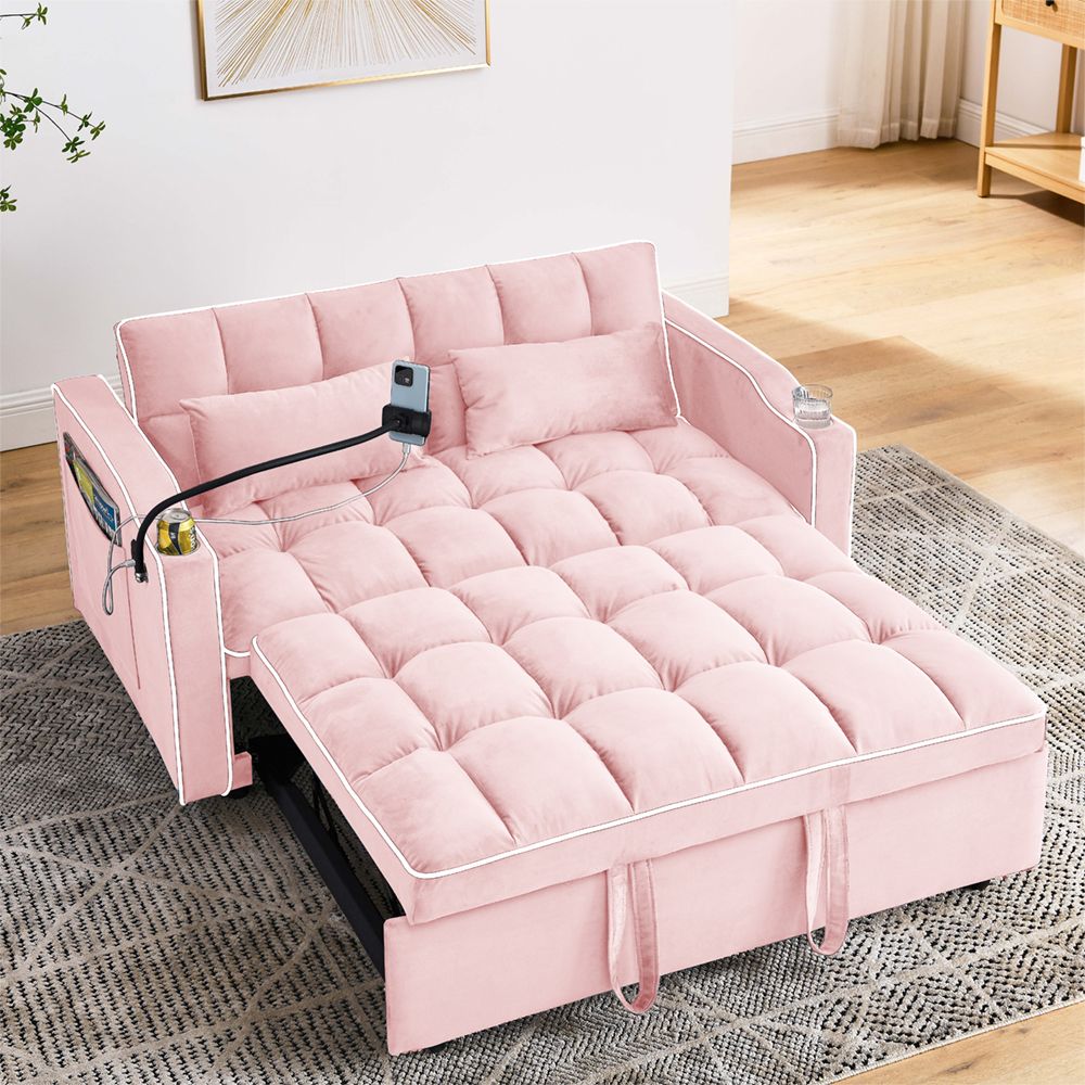 Fashionable Modern and Multi-functional Foldable Velvet Sofa Bed - Black