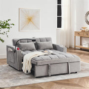 Fashionable Modern and Multi-functional Foldable Velvet Sofa Bed - Light Grey