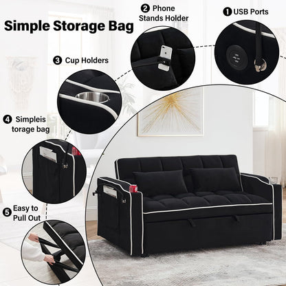 Fashionable Modern and Multi-functional Foldable Velvet Sofa Bed - Light Grey V1316-W2353P151787