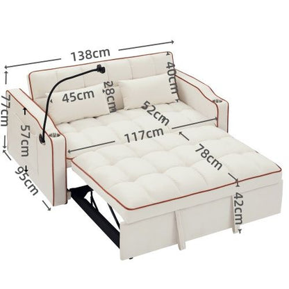 Fashionable Modern and Multi-functional Foldable Velvet Sofa Bed - Light Grey V1316-W2353P151787