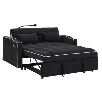 Fashionable Modern and Multi-functional Foldable Velvet Sofa Bed - Light Grey V1316-W2353P151787