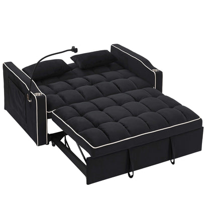 Fashionable Modern and Multi-functional Foldable Velvet Sofa Bed - Light Grey V1316-W2353P151787