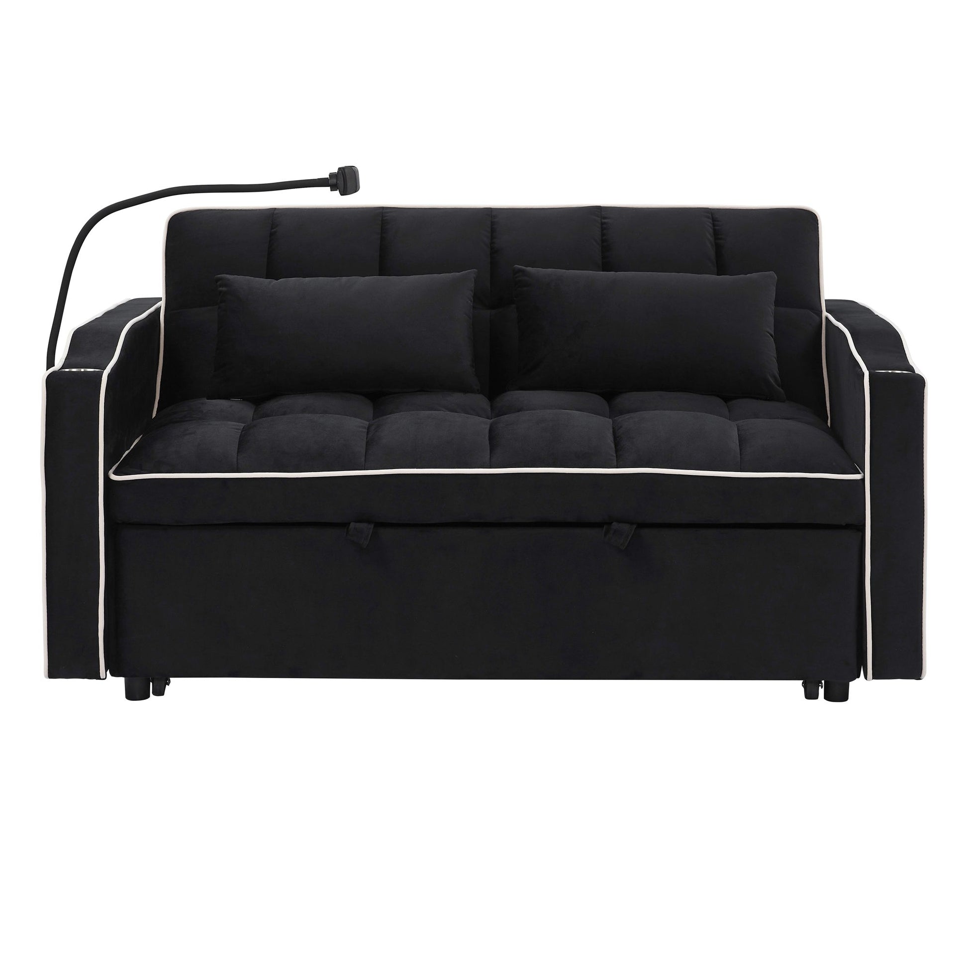 Fashionable Modern and Multi-functional Foldable Velvet Sofa Bed - Light Grey V1316-W2353P151787