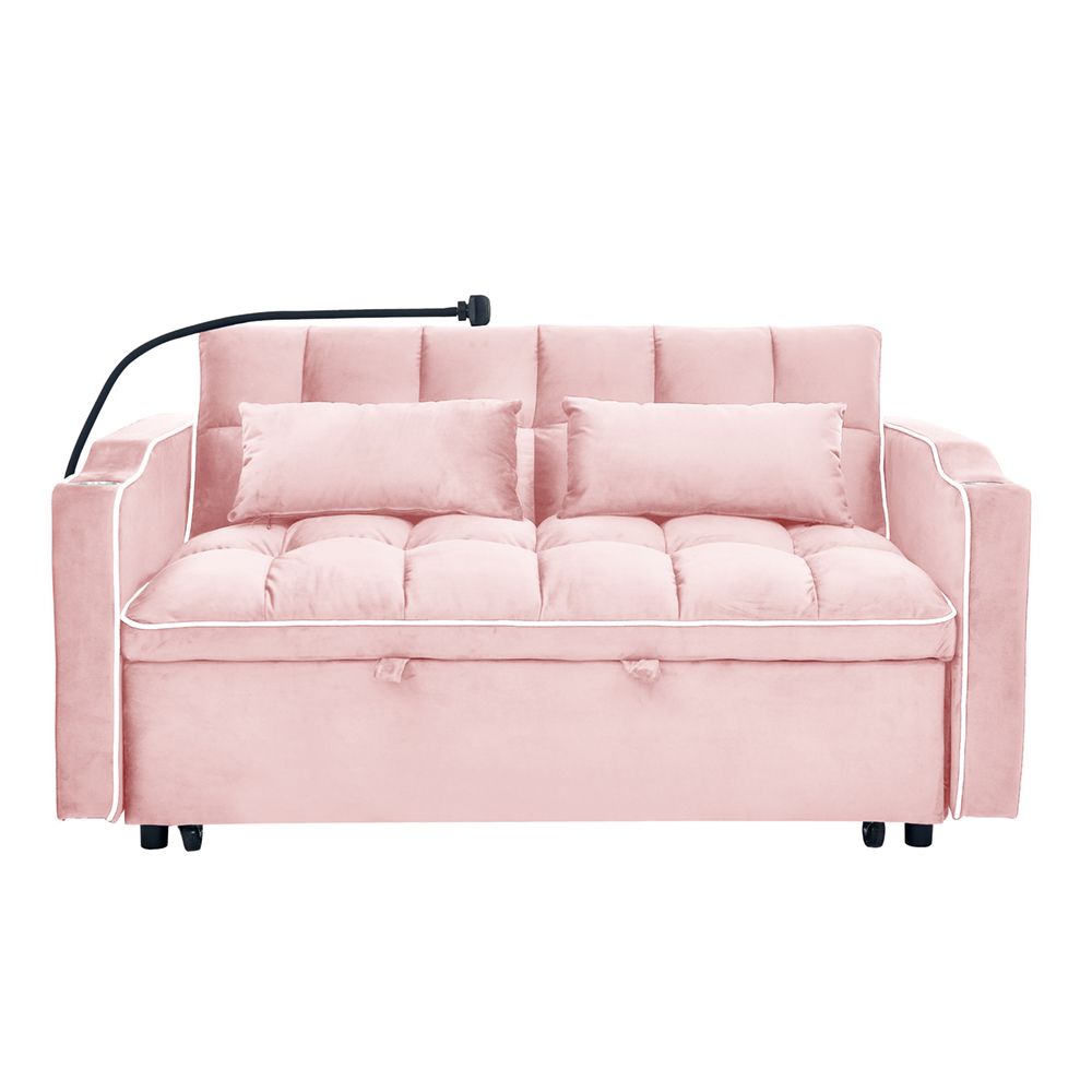 Fashionable Modern and Multi-functional Foldable Velvet Sofa Bed - Light Grey V1316-W2353P151787