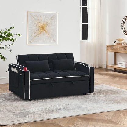 Fashionable Modern and Multi-functional Foldable Velvet Sofa Bed - Beige V1316-W2353P151789