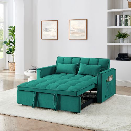 Fashionable Modern and Multi-functional Foldable Velvet Sofa Bed - Green