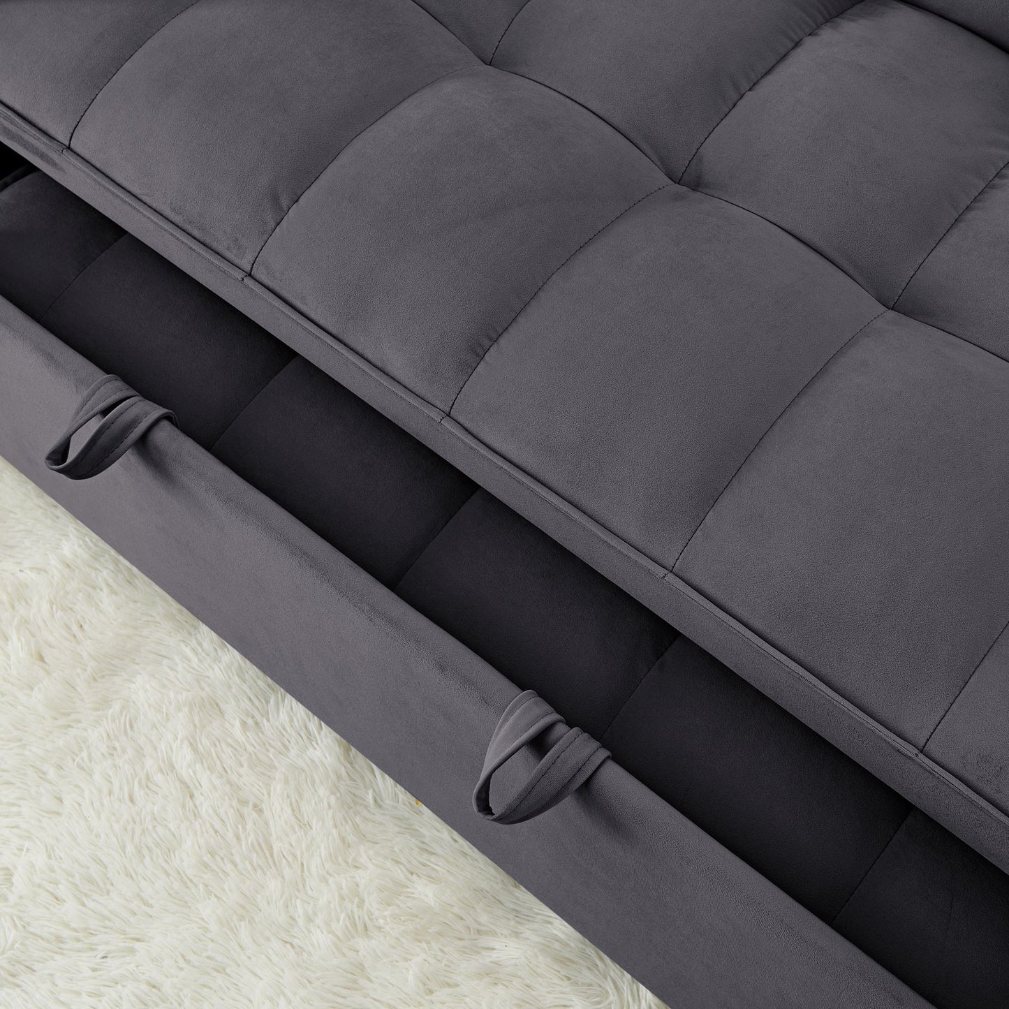Fashionable Modern and Multi-functional Foldable Velvet Sofa Bed - Green V1316-W2353P252434