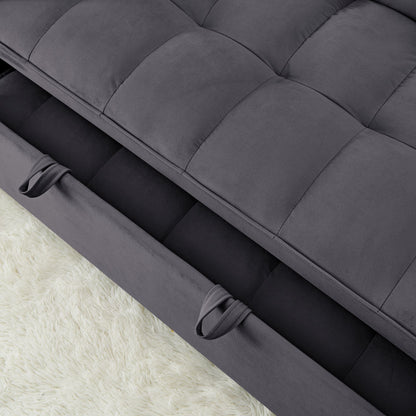 Fashionable Modern and Multi-functional Foldable Velvet Sofa Bed - Green V1316-W2353P252434