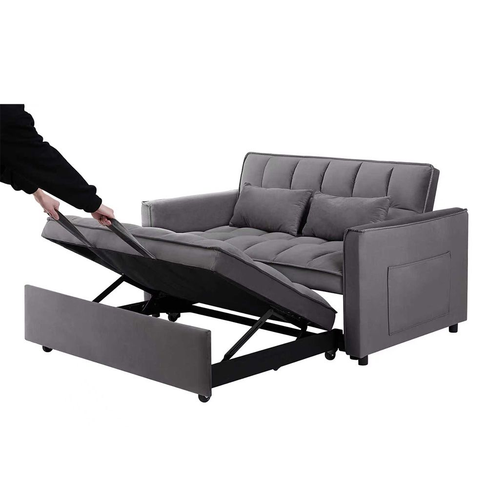 Fashionable Modern and Multi-functional Foldable Velvet Sofa Bed - Green V1316-W2353P252434