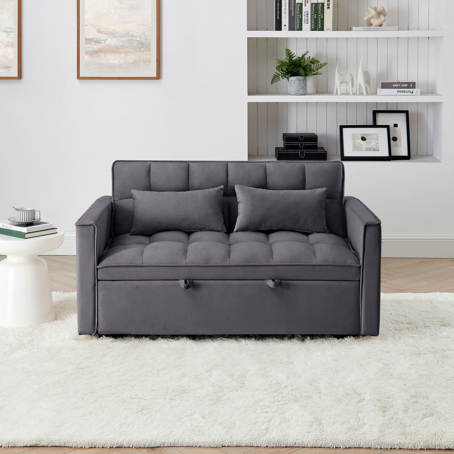 Fashionable Modern and Multi-functional Foldable Velvet Sofa Bed - Green V1316-W2353P252434