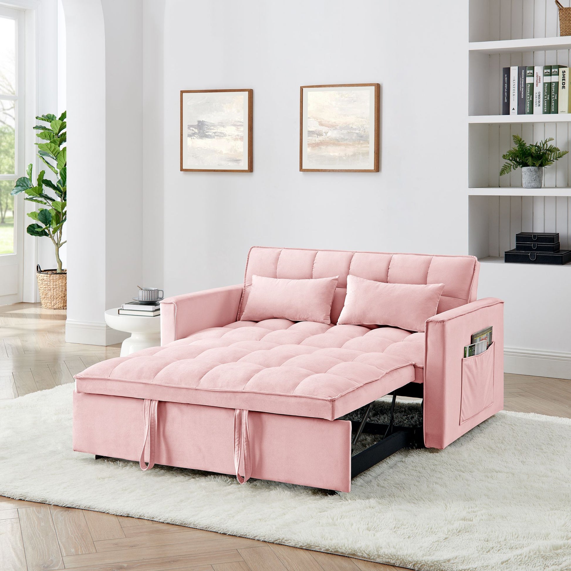 Fashionable Modern and Multi-functional Foldable Velvet Sofa Bed - Green V1316-W2353P252434