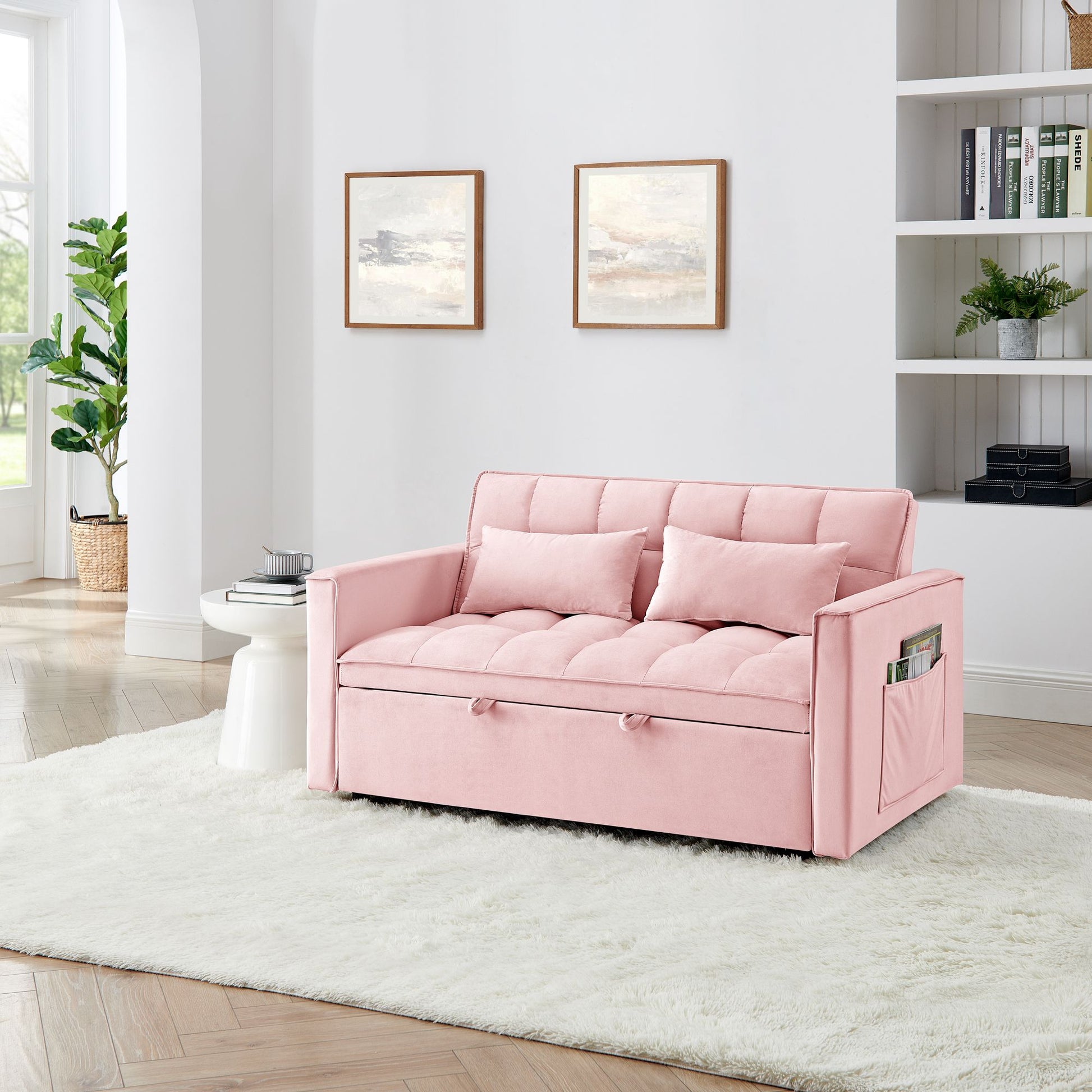 Fashionable Modern and Multi-functional Foldable Velvet Sofa Bed - Green V1316-W2353P252434
