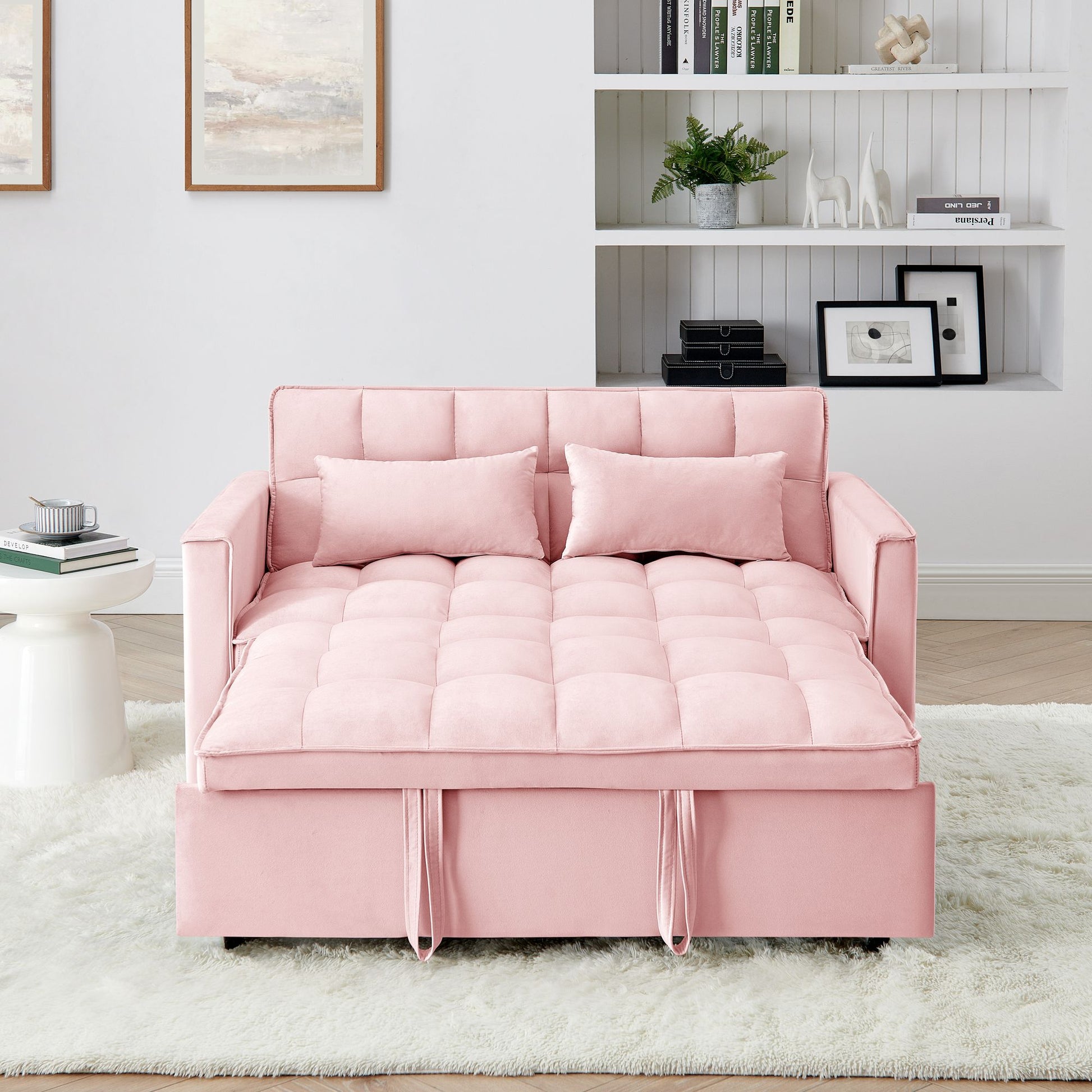 Fashionable Modern and Multi-functional Foldable Velvet Sofa Bed - Green V1316-W2353P252434