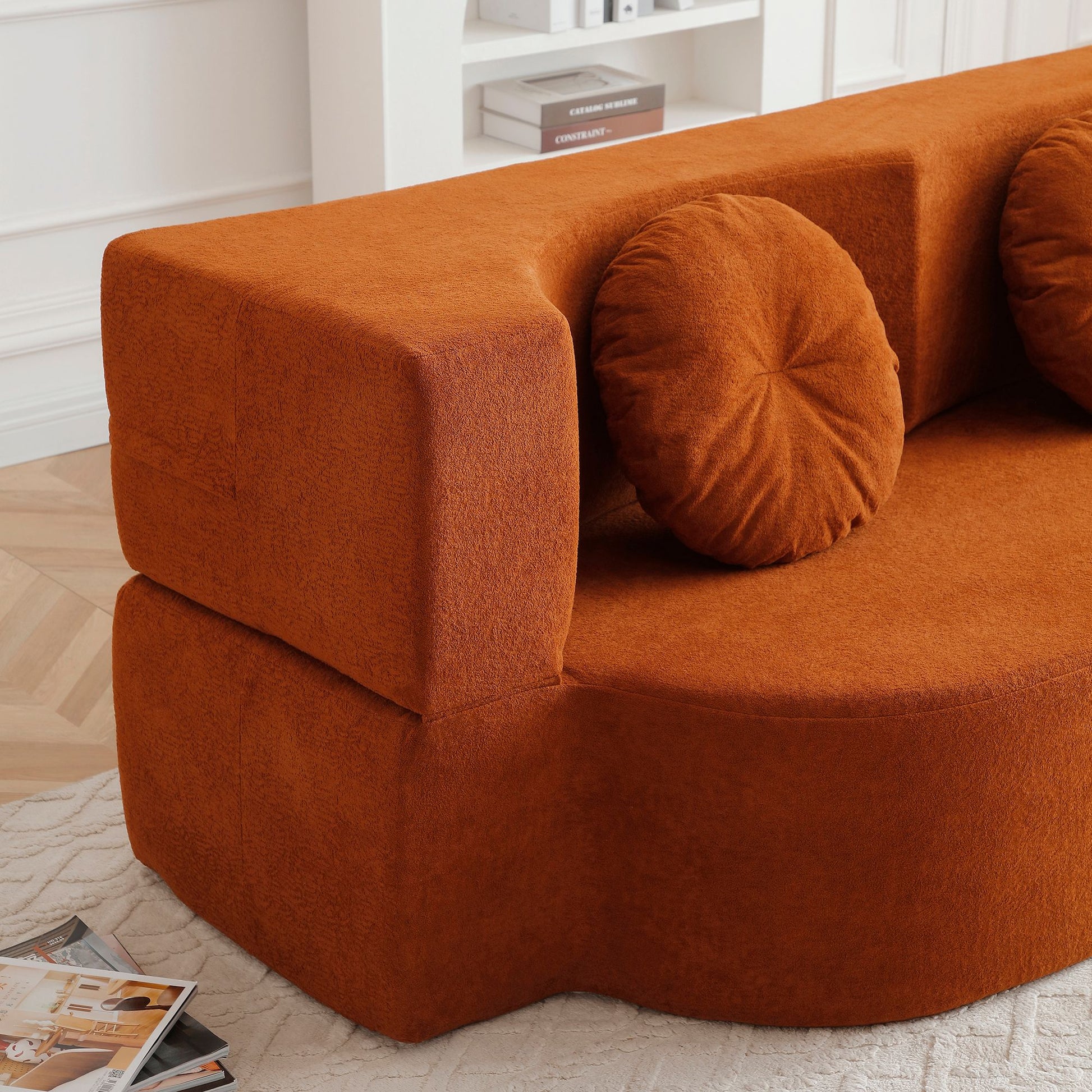 Convertible Folding Sofa Bed / Plush Corduroy Loveseat Couch - Grey V1316-W2353P379625