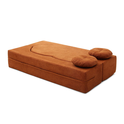 Convertible Folding Sofa Bed / Plush Corduroy Loveseat Couch - Grey V1316-W2353P379625