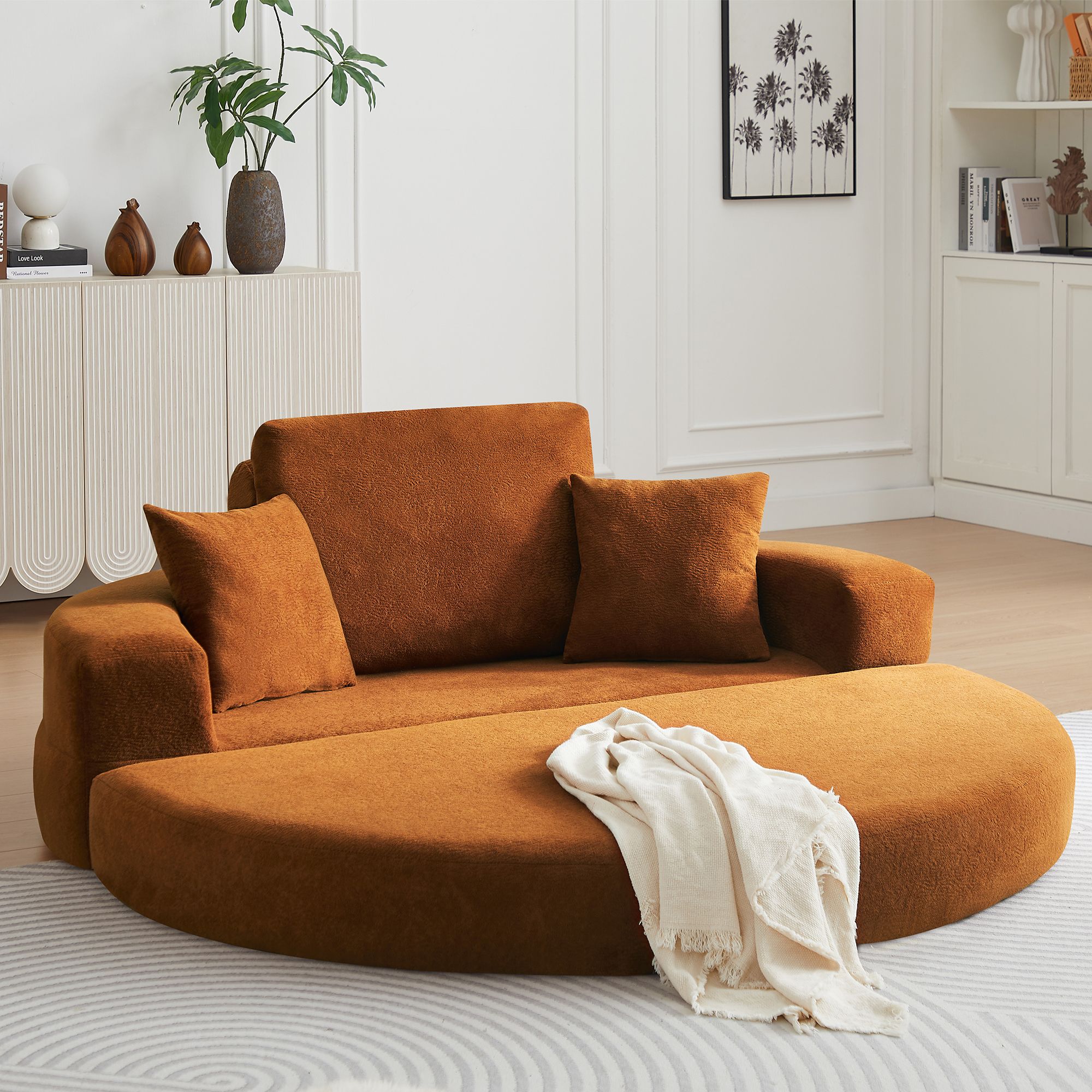 Multifunctional Round convertible Sofa Bed(Compressed Packaging) - Orange