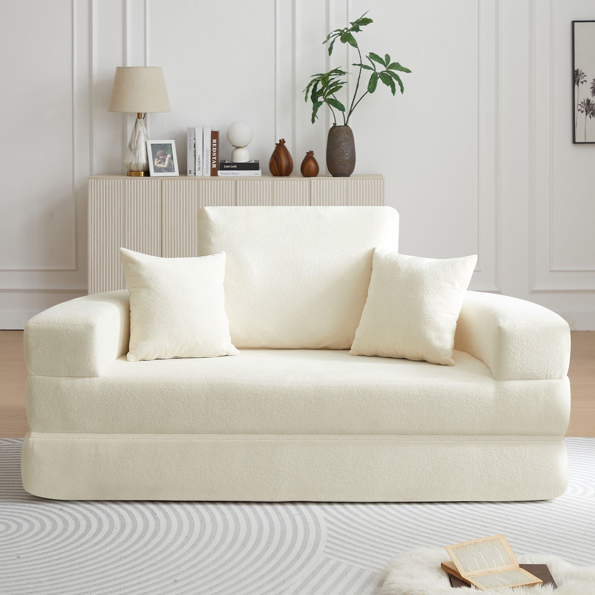 Multifunctional Round convertible Sofa Bed(Compressed Packaging) - Beige