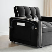 Single-seater sofa bed, equipped with USB ports and a phone holder - Grey