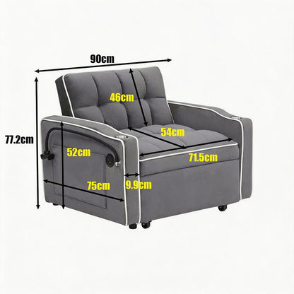 Single-seater sofa bed, equipped with USB ports and a phone holder - Grey V1316-W2564P462077