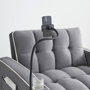 Single-seater sofa bed, equipped with USB ports and a phone holder - Beige
