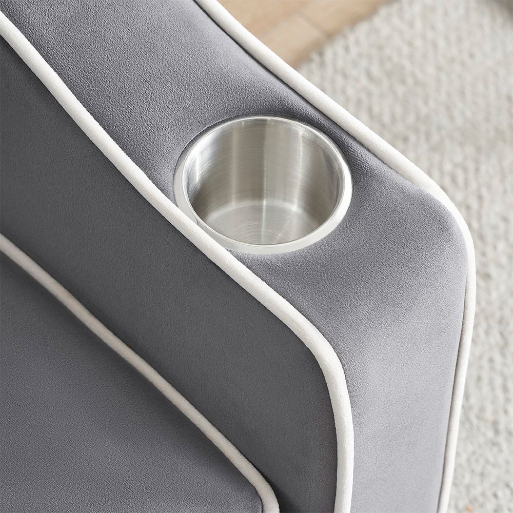 Single-seater sofa bed, equipped with USB ports and a phone holder - Beige
