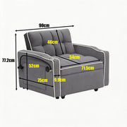 Single-seater sofa bed, equipped with USB ports and a phone holder - Beige