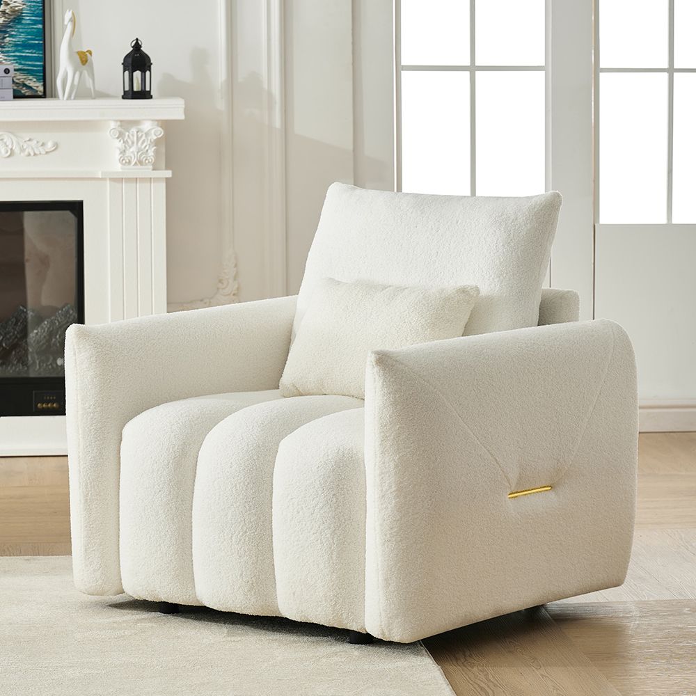 35 "Teddy fabric sofa, modern lounge chair, upholstered with a pillow - Black V1316-W2564S00006
