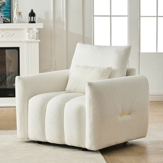 35 "Teddy fabric sofa, modern lounge chair, upholstered with a pillow - Black V1316-W2564S00006