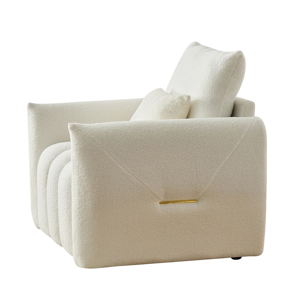 35 "Teddy fabric sofa, modern lounge chair, upholstered with a pillow - Black V1316-W2564S00006