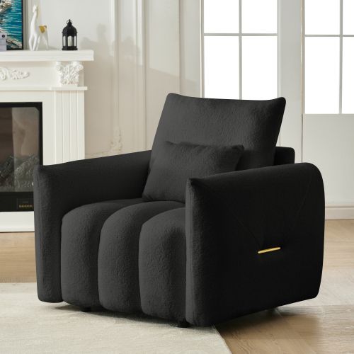 35 "Teddy fabric sofa, modern lounge chair, upholstered with a pillow - Black