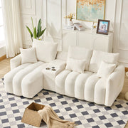 92-inch high-quality teddy fur fabric corner sofa - White