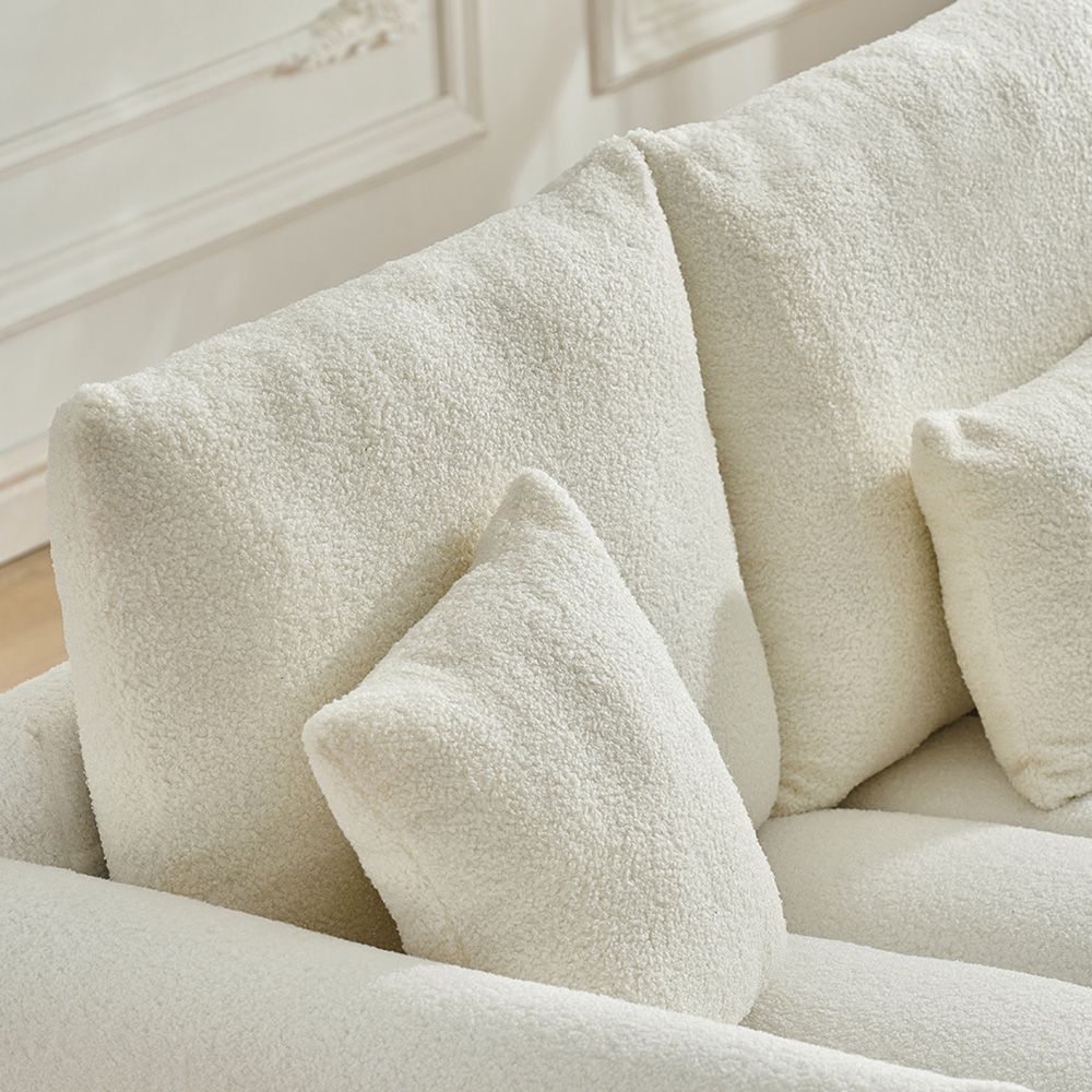 92-inch high-quality teddy fur fabric corner sofa - White