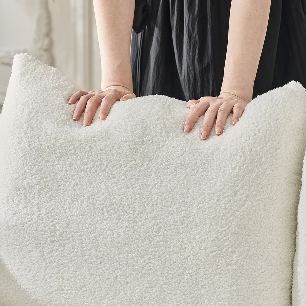 92-inch high-quality teddy fur fabric corner sofa - White