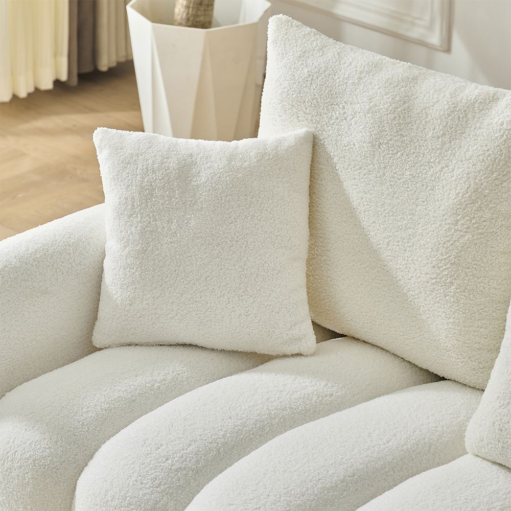 92-inch high-quality teddy fur fabric corner sofa - White