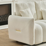92-inch high-quality teddy fur fabric corner sofa - White
