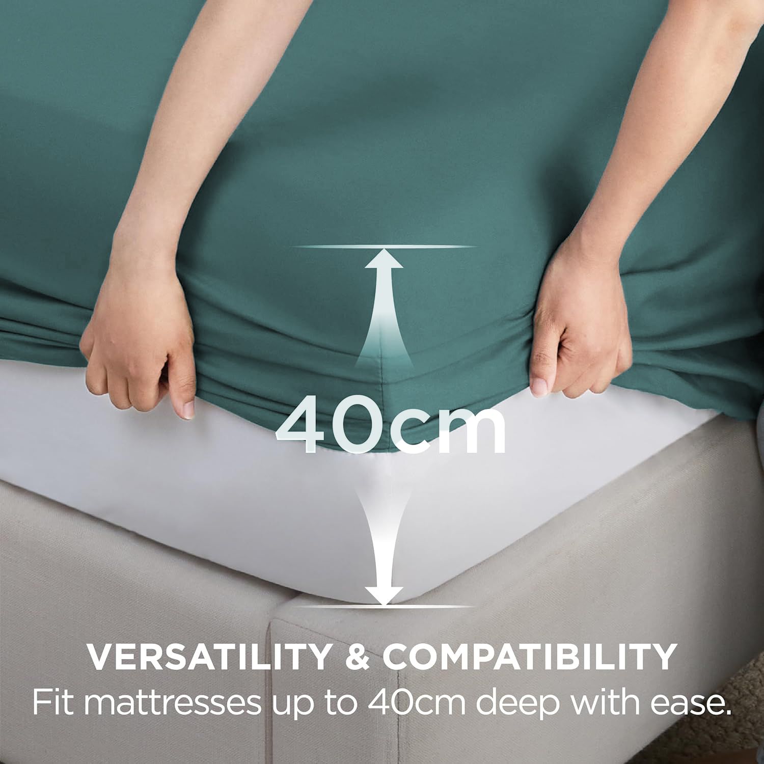 2000TC Hotel Quality Fitted Sheets - 2 Piece Fitted Sheets  -Breathable Bedding - Wrinkle, Fade, Stain Resistant- 16inch/40cm Deep Pocket Fitted Bed Sheets-Wrinkle and Fade Resistant,(Biscay blue,Double)