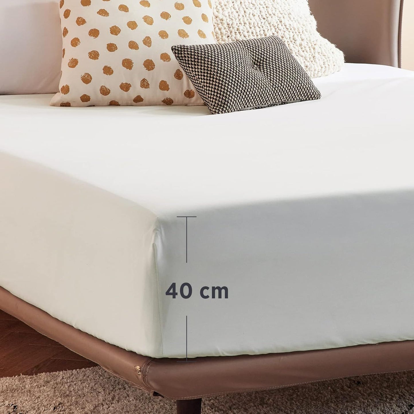 2000TC Hotel Quality Fitted Sheets - 2 Piece Fitted Sheets  -Breathable Bedding - Wrinkle, Fade, Stain Resistant- 16inch/40cm Deep Pocket Fitted Bed Sheets-Wrinkle and Fade Resistant,(White,King)