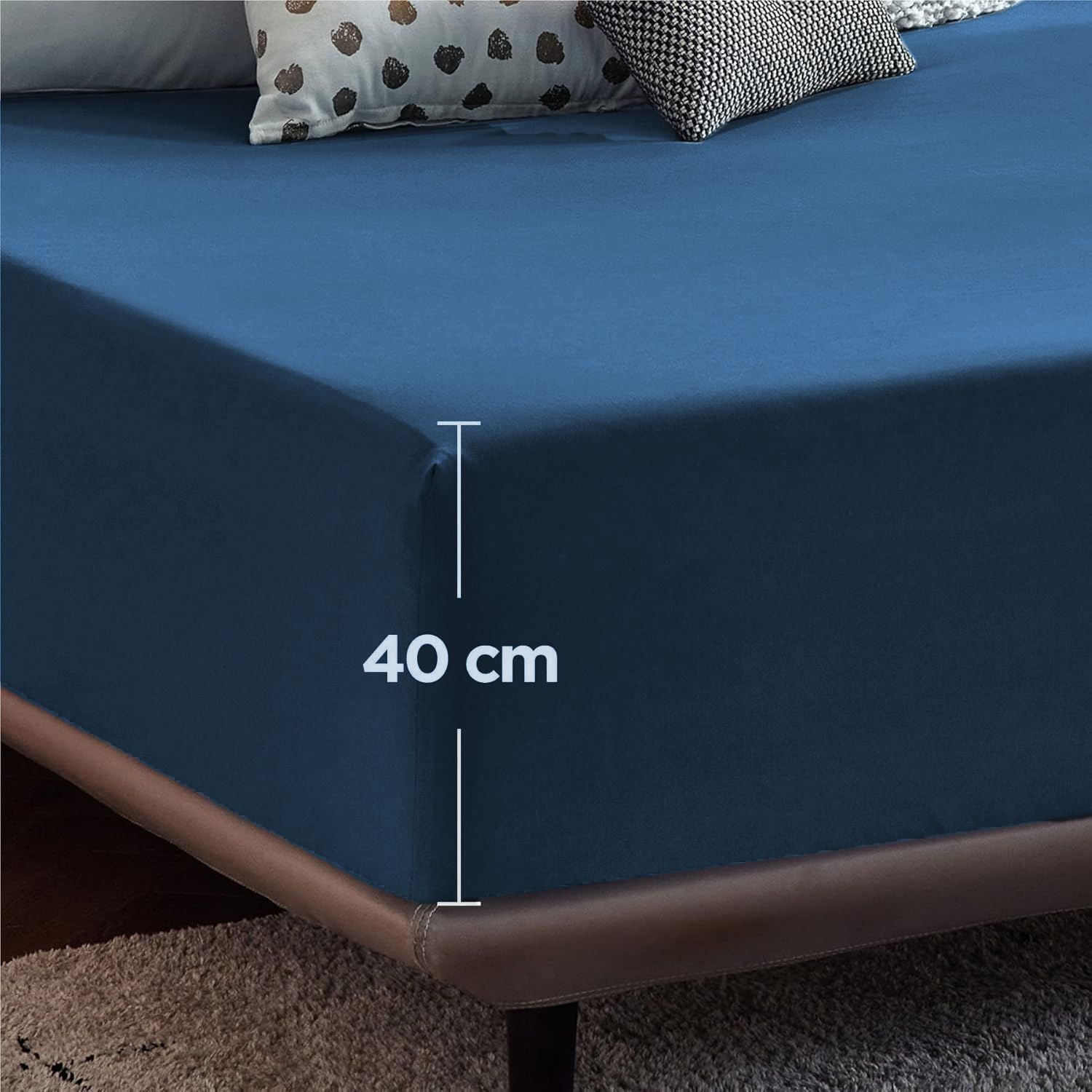 2000TC Hotel Quality Fitted Sheets - 2 Piece Fitted Sheets  -Breathable Bedding - Wrinkle, Fade, Stain Resistant- 16inch/40cm Deep Pocket Fitted Bed Sheets-Wrinkle and Fade Resistant,(Royal blue,King)